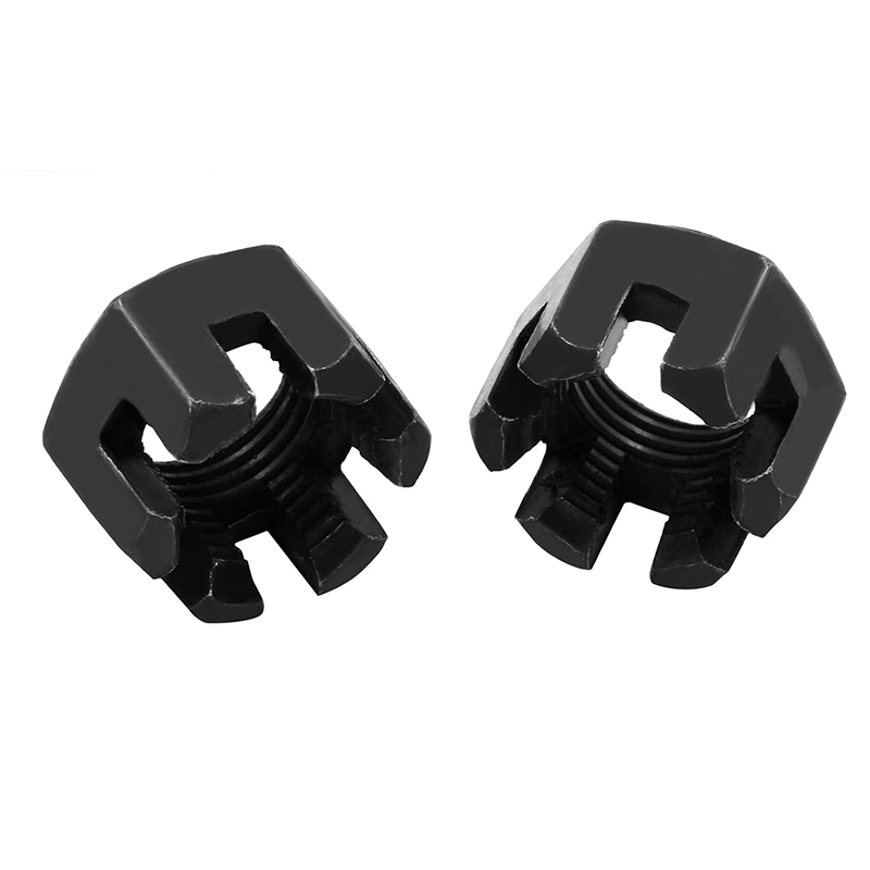 Écrou crénelé à fente en oxyde noir d'acier au carbone M16 × 1,5 de qualité 4,8 DIN 935